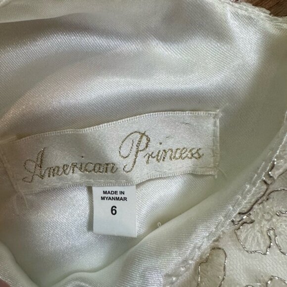 American Princess Floral Stitch Tiered Tulle Rhinestone Girls Dress Size 6 - Picture 10 of 12
